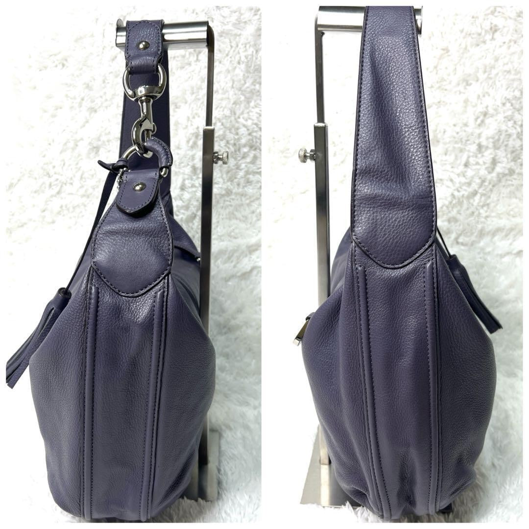 COACH Shoulder Bag Purse Leather Purple Lavender Authentic
