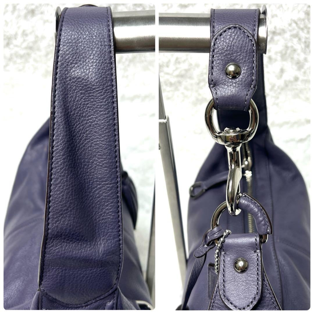 COACH Shoulder Bag Purse Leather Purple Lavender Authentic