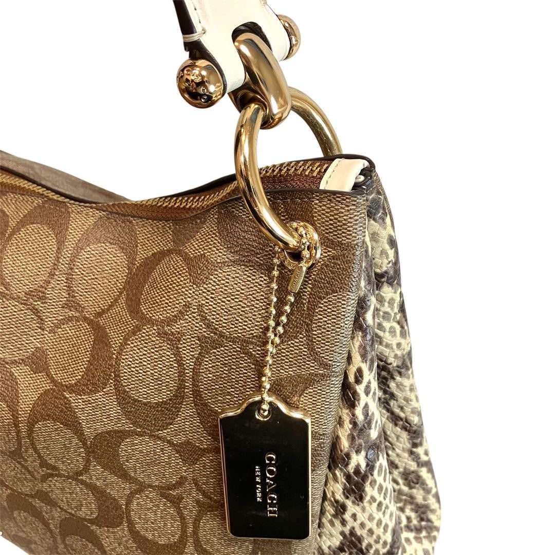 COACH Hand Shoulder Bag Tote Purse Signature Brown Authentic