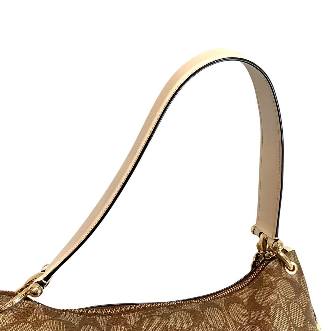 COACH Hand Shoulder Bag Tote Purse Signature Brown Authentic