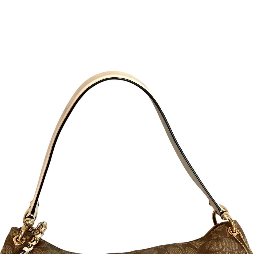 COACH Hand Shoulder Bag Tote Purse Signature Brown Authentic