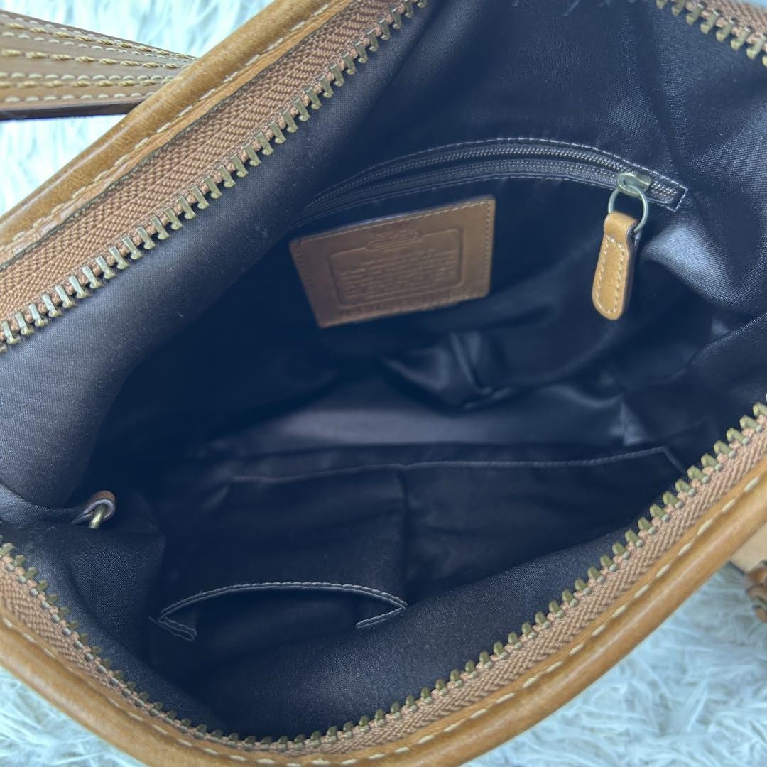 COACH Shoulder Bag Purse Signature 11452 Leather Brown Authentic