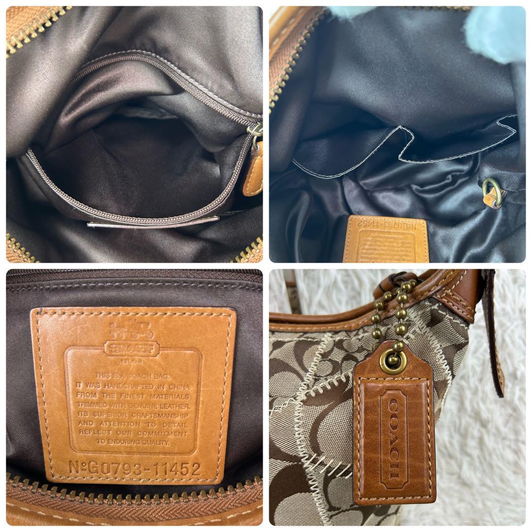COACH Shoulder Bag Purse Signature 11452 Leather Brown Authentic