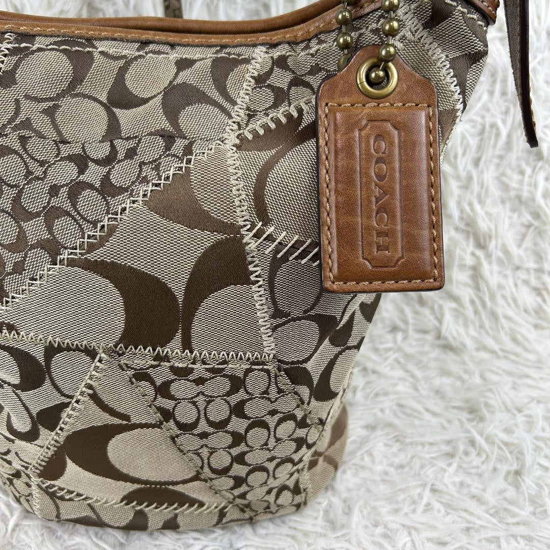COACH Shoulder Bag Purse Signature 11452 Leather Brown Authentic