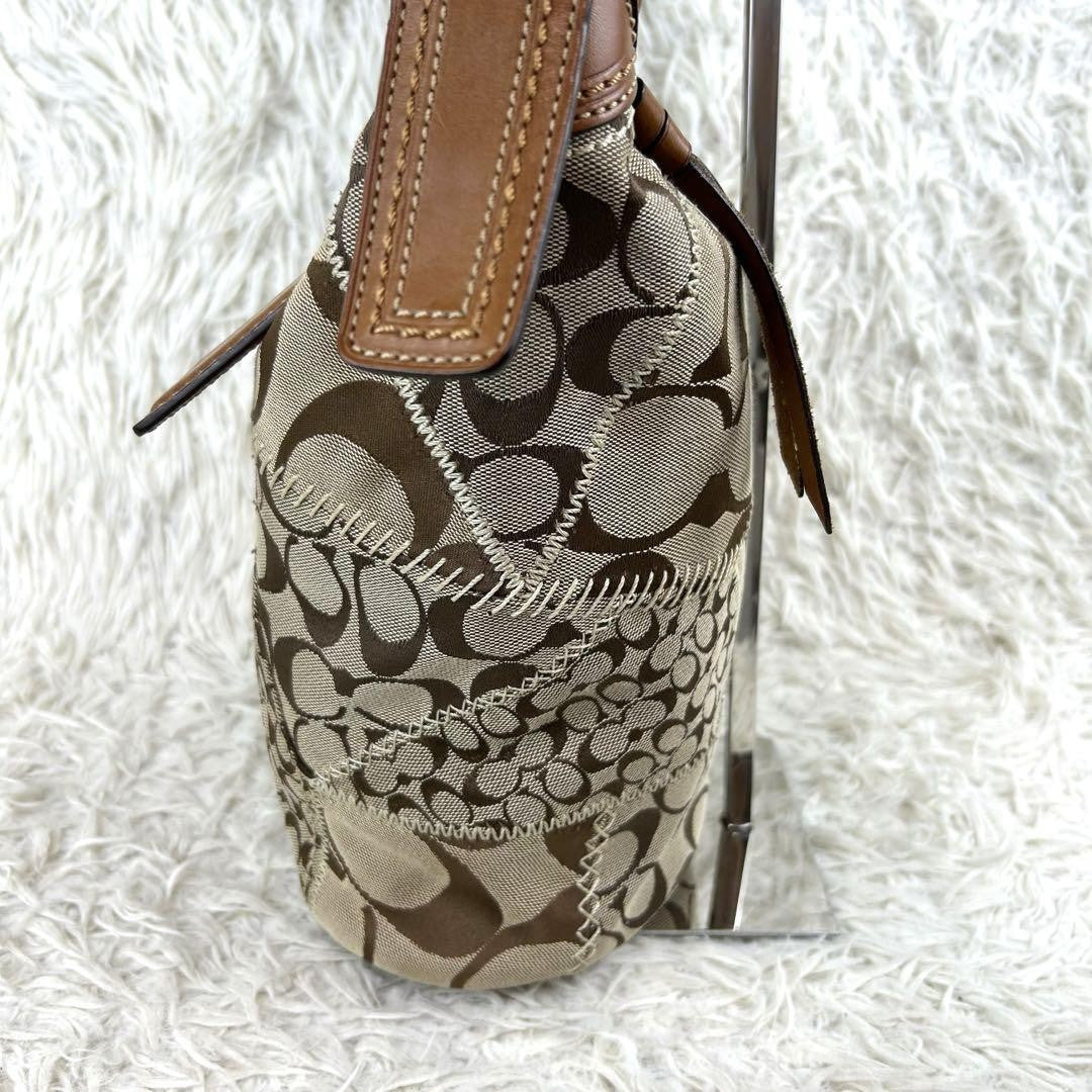 COACH Shoulder Bag Purse Signature 11452 Leather Brown Authentic