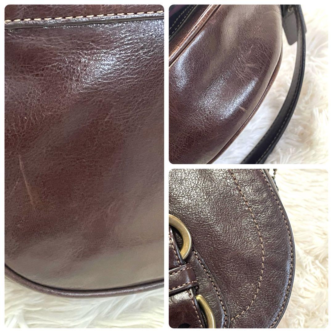 COACH Mini Saddle Bag Shoulder Bag Purse Dark Brown Purple Authentic