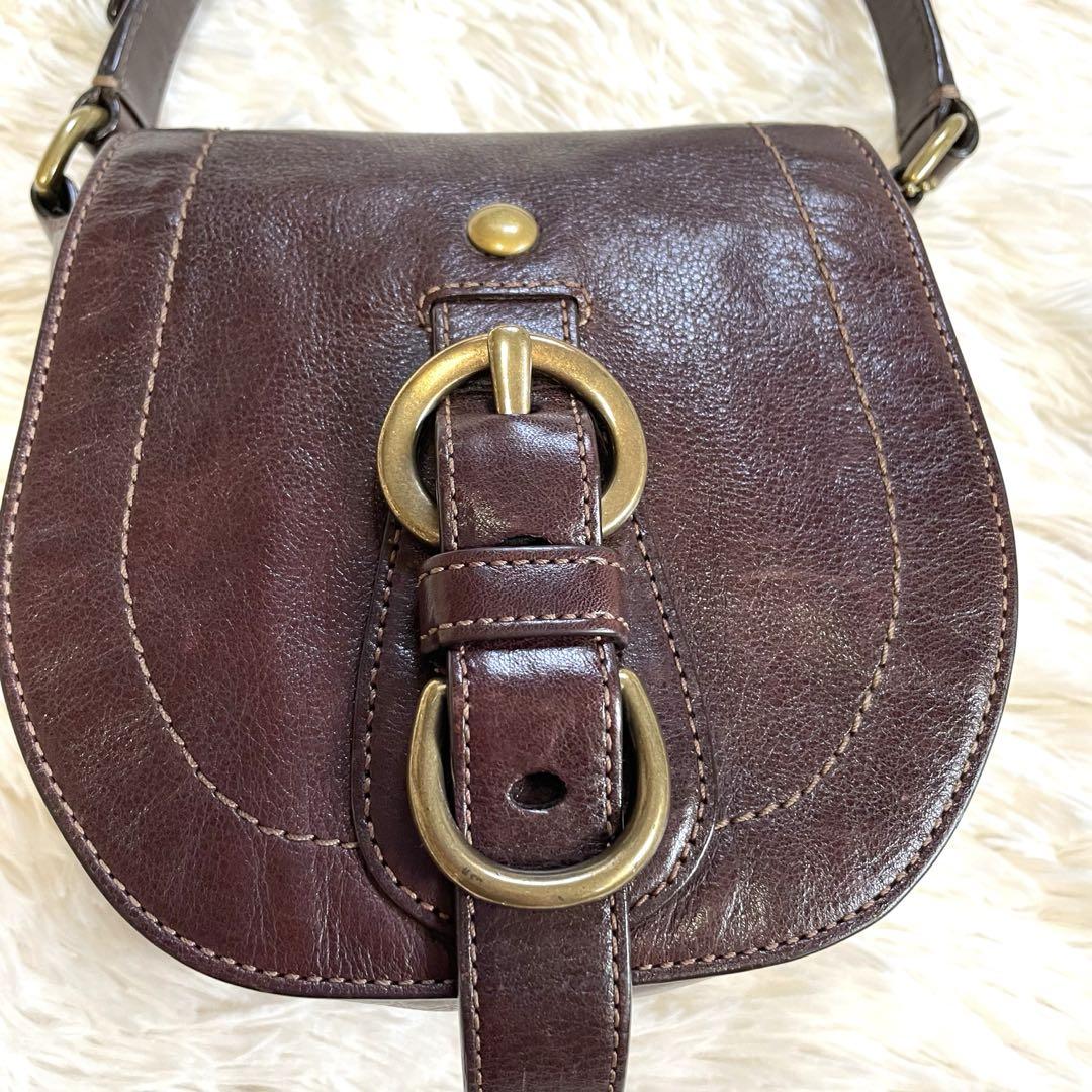 COACH Mini Saddle Bag Shoulder Bag Purse Dark Brown Purple Authentic