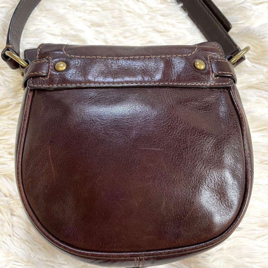 COACH Mini Saddle Bag Shoulder Bag Purse Dark Brown Purple Authentic