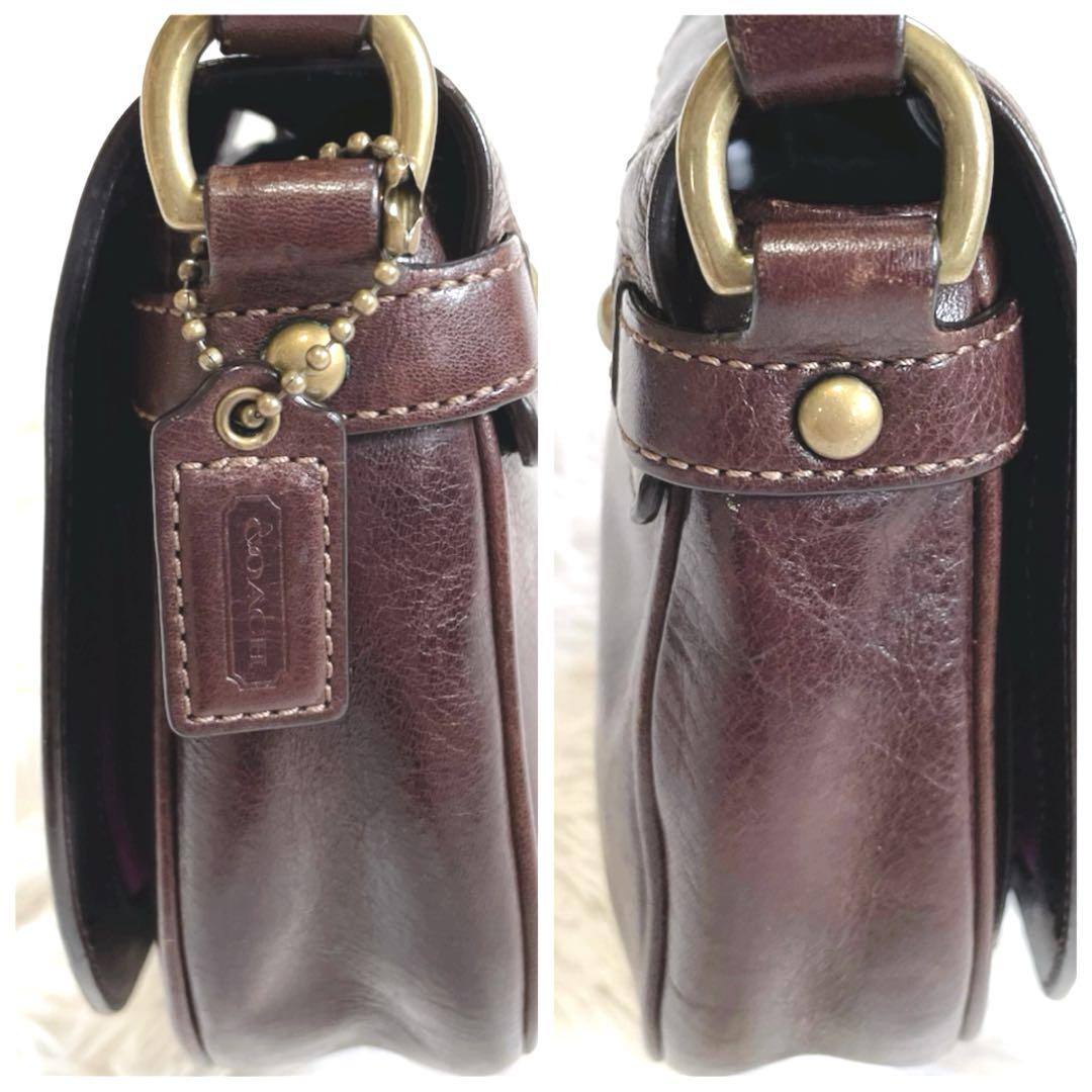 COACH Mini Saddle Bag Shoulder Bag Purse Dark Brown Purple Authentic