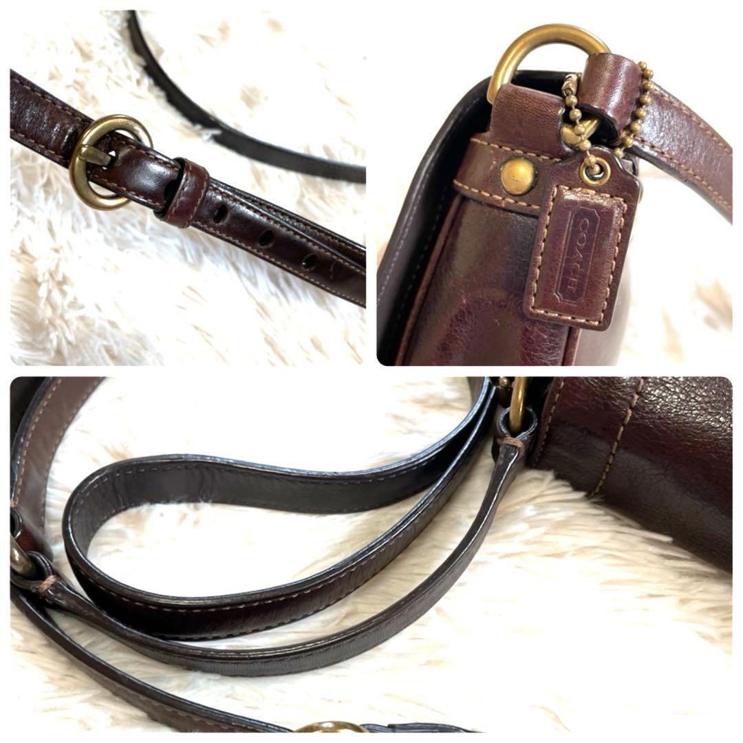 COACH Mini Saddle Bag Shoulder Bag Purse Dark Brown Purple Authentic