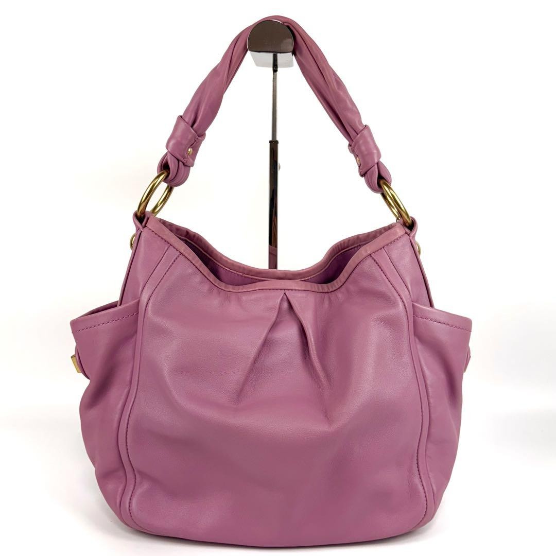 COACH Shoulder Bag Purse Turn Lock 13412 Leather Pink Authentic