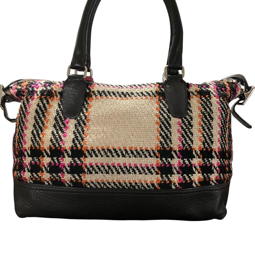 COACH Hand Shoulder Bag Tote Purse 2way 21543 Tweed Leather Multicolor Authentic