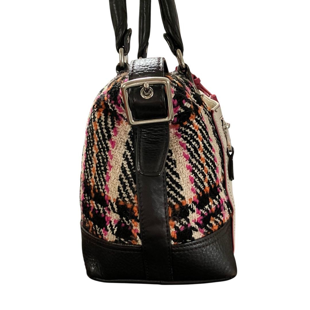 COACH Hand Shoulder Bag Tote Purse 2way 21543 Tweed Leather Multicolor Authentic