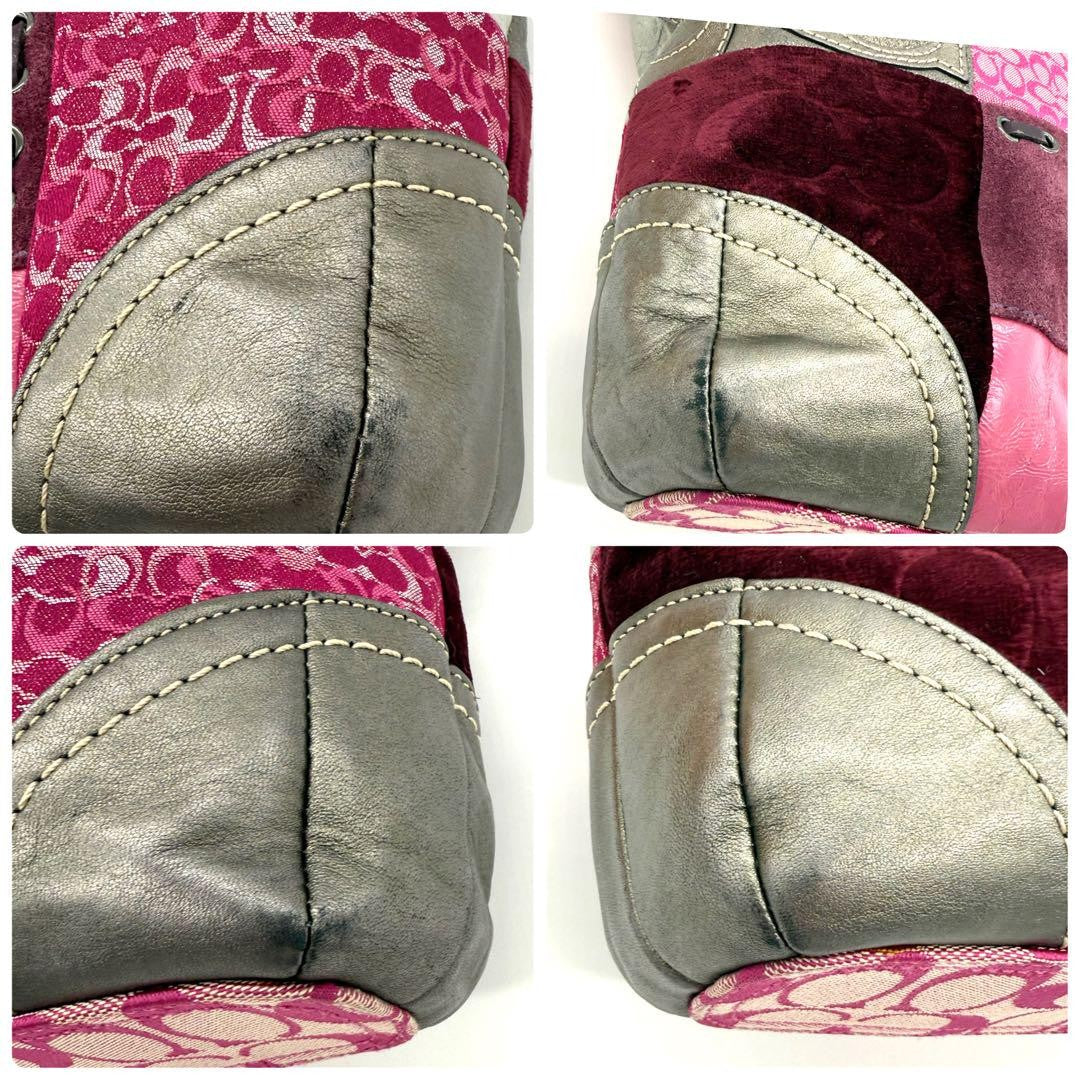COACH Shoulder Bag Purse Signature Patchwork Pink Authentic