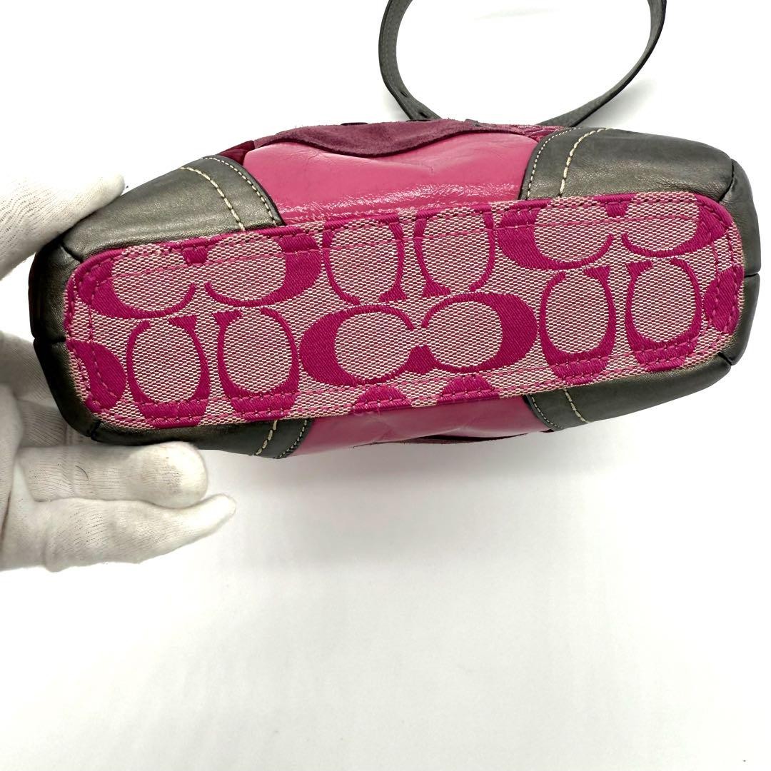 COACH Shoulder Bag Purse Signature Patchwork Pink Authentic