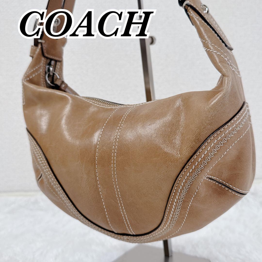 COACH Hand Shoulder Bag Tote Purse Leather Brown Authentic