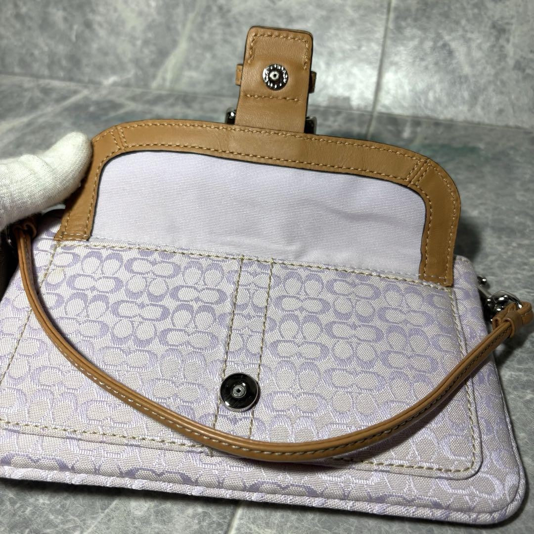 COACH Accessory Pouch Hand Pouch Signature Soho Pink Authentic