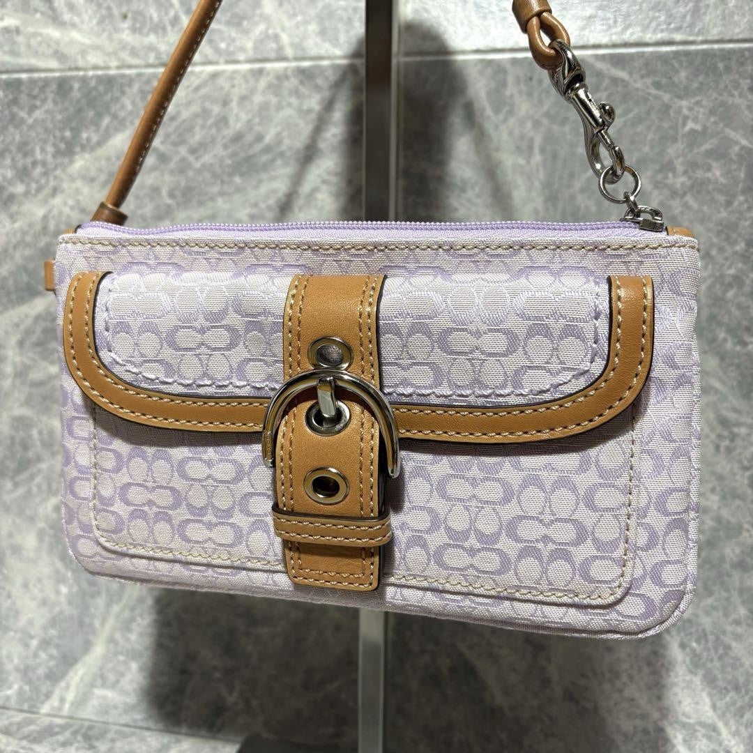 COACH Accessory Pouch Hand Pouch Signature Soho Pink Authentic