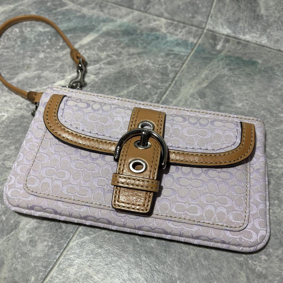 COACH Accessory Pouch Hand Pouch Signature Soho Pink Authentic