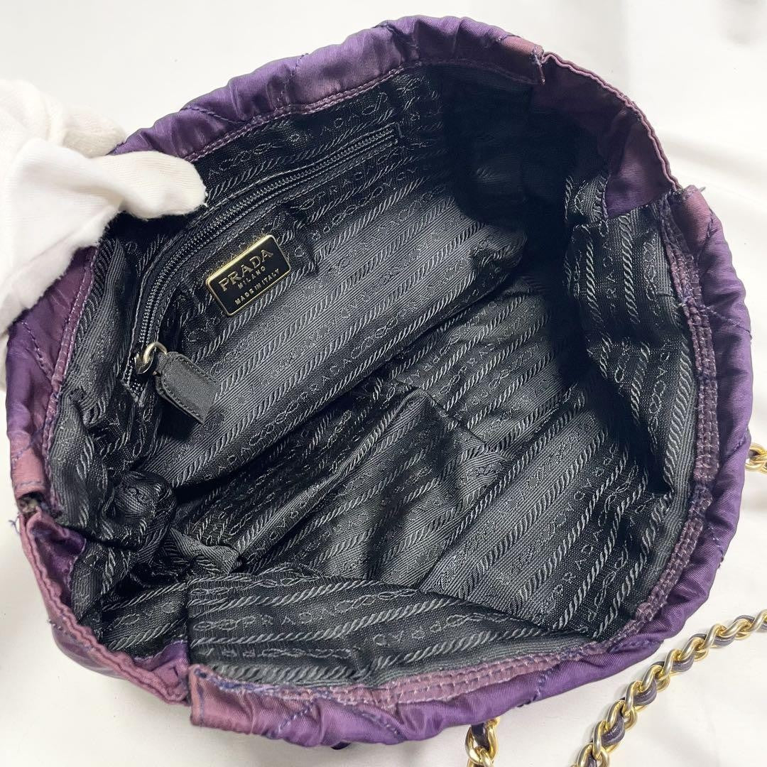 PRADA Hand Bag Tote Purse Logo Nylon Purple Authentic