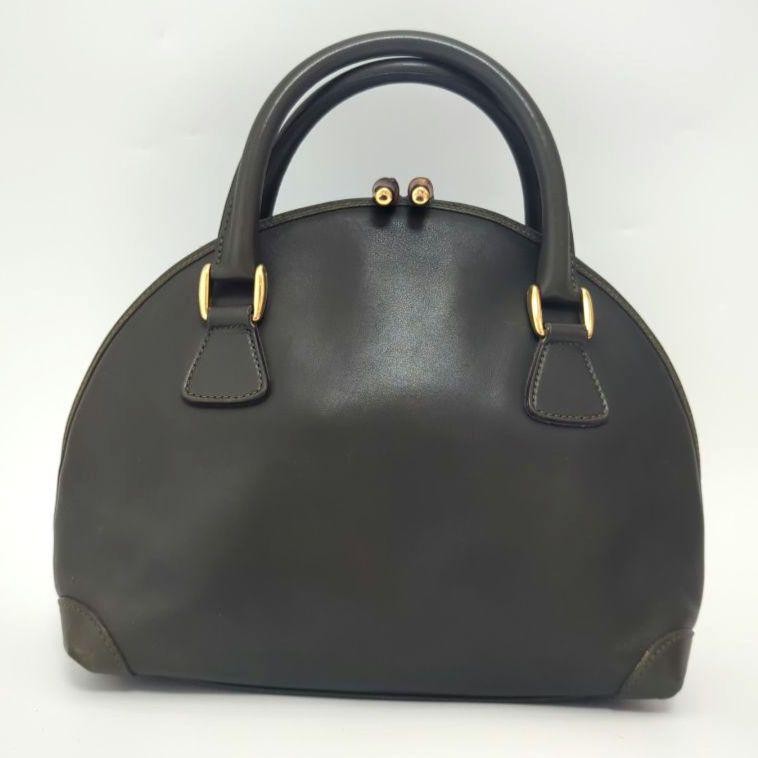 GUCCI Hand Bag Tote Purse Bamboo Leather Khaki Authentic