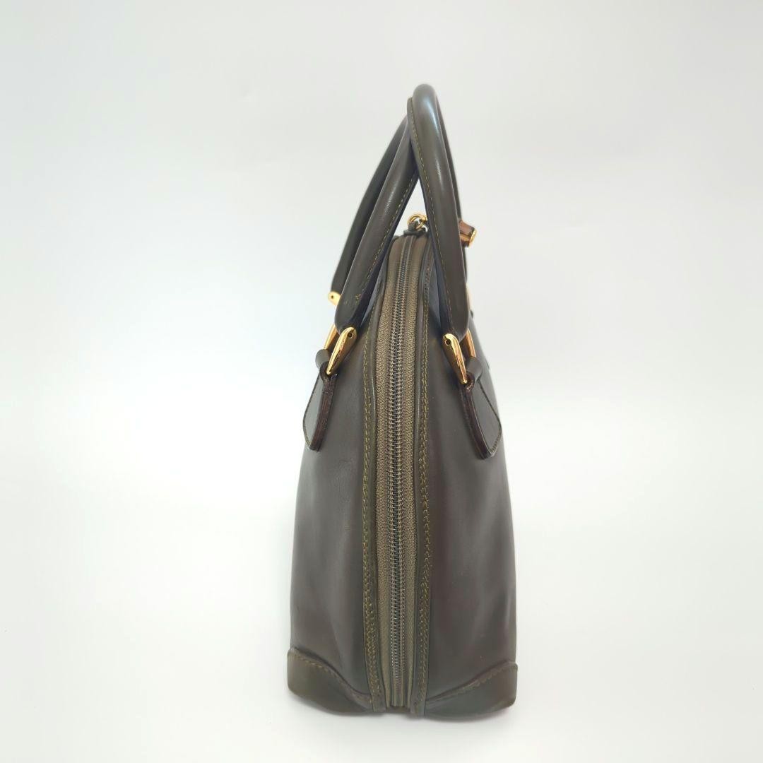 GUCCI Hand Bag Tote Purse Bamboo Leather Khaki Authentic