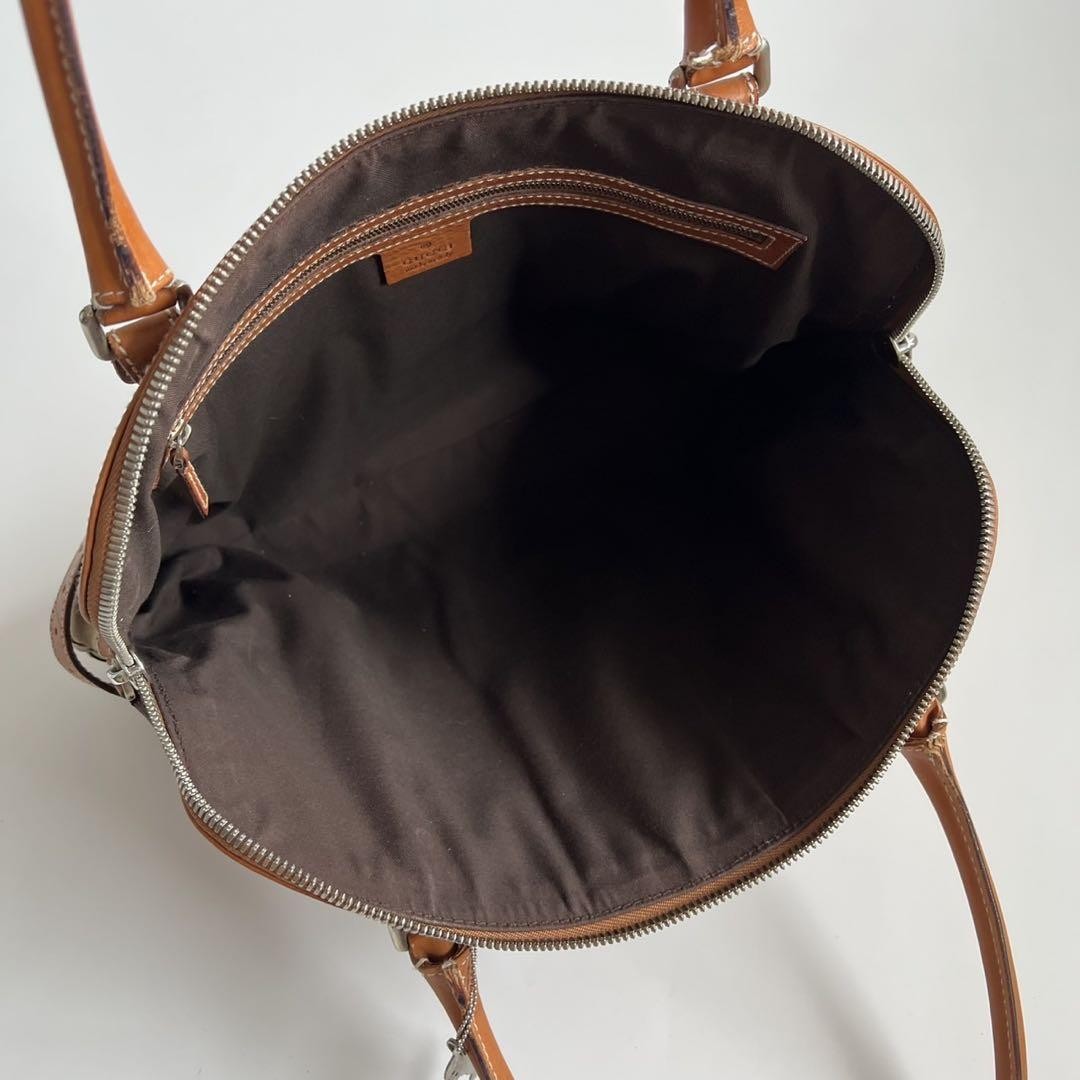 GUCCI Hand Bag Tote Purse Sherry Line Interlocking Beige Brown Authentic