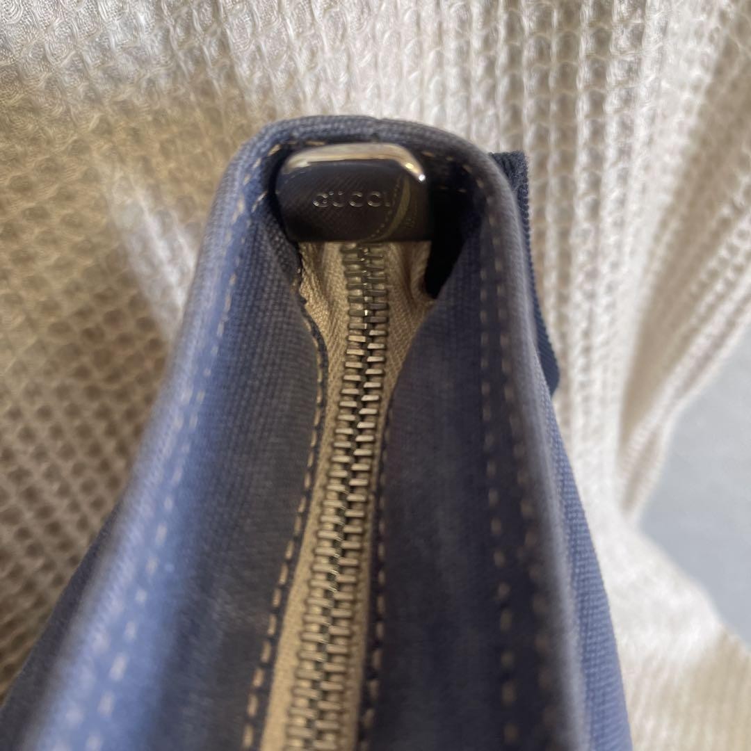 GUCCI Shoulder Bag Purse Canvas Blue Authentic
