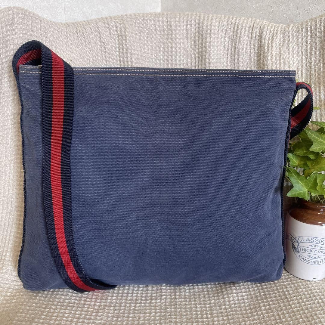 GUCCI Shoulder Bag Purse Canvas Blue Authentic