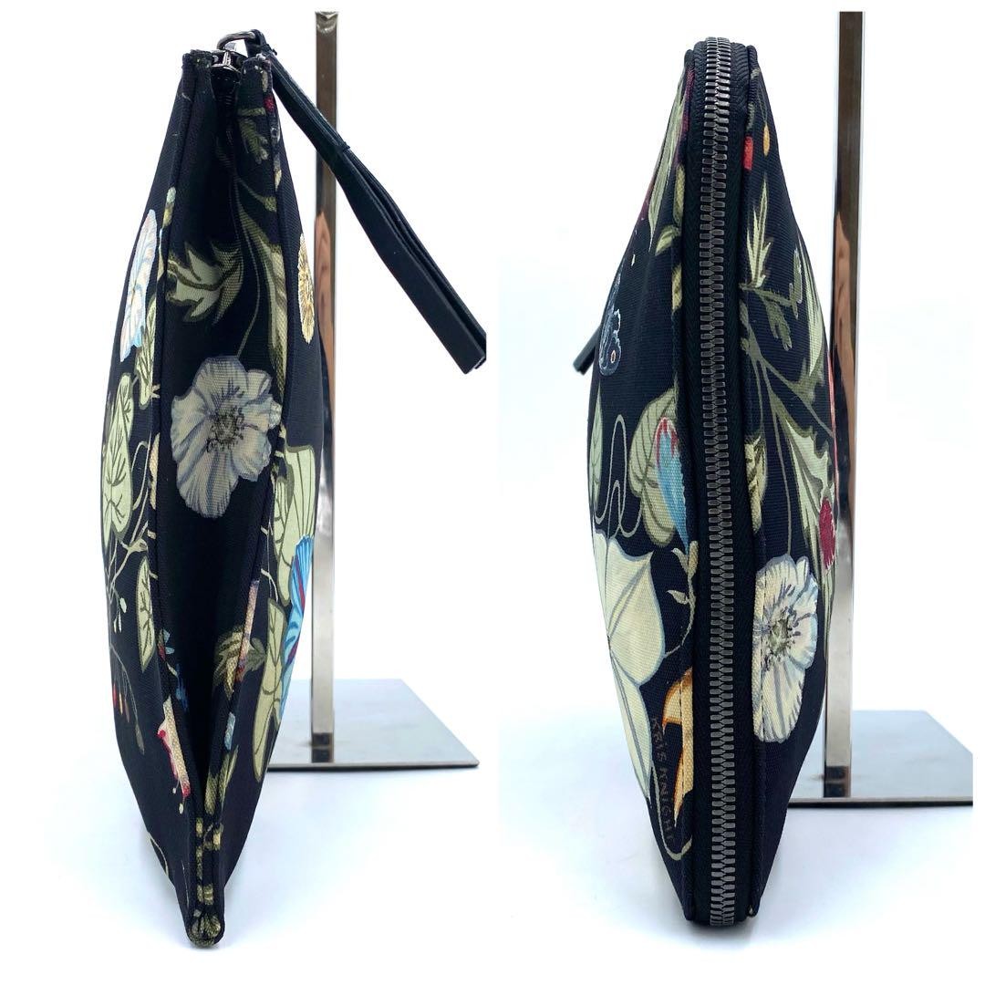 GUCCI Clutch Bag Second Bag Canvas Leather Black Multicolor Authentic