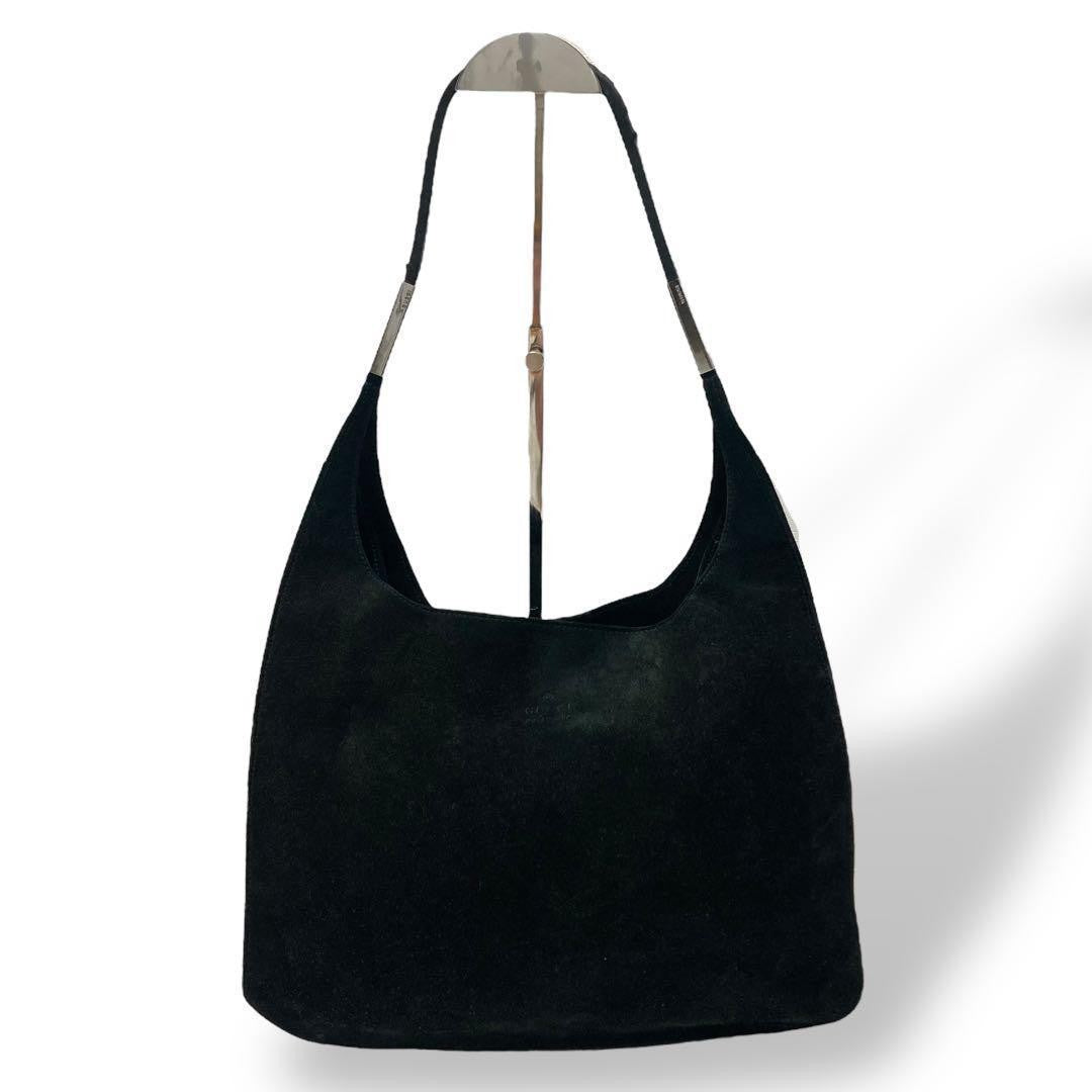 GUCCI Shoulder Bag Purse Leather Suede Black Authentic