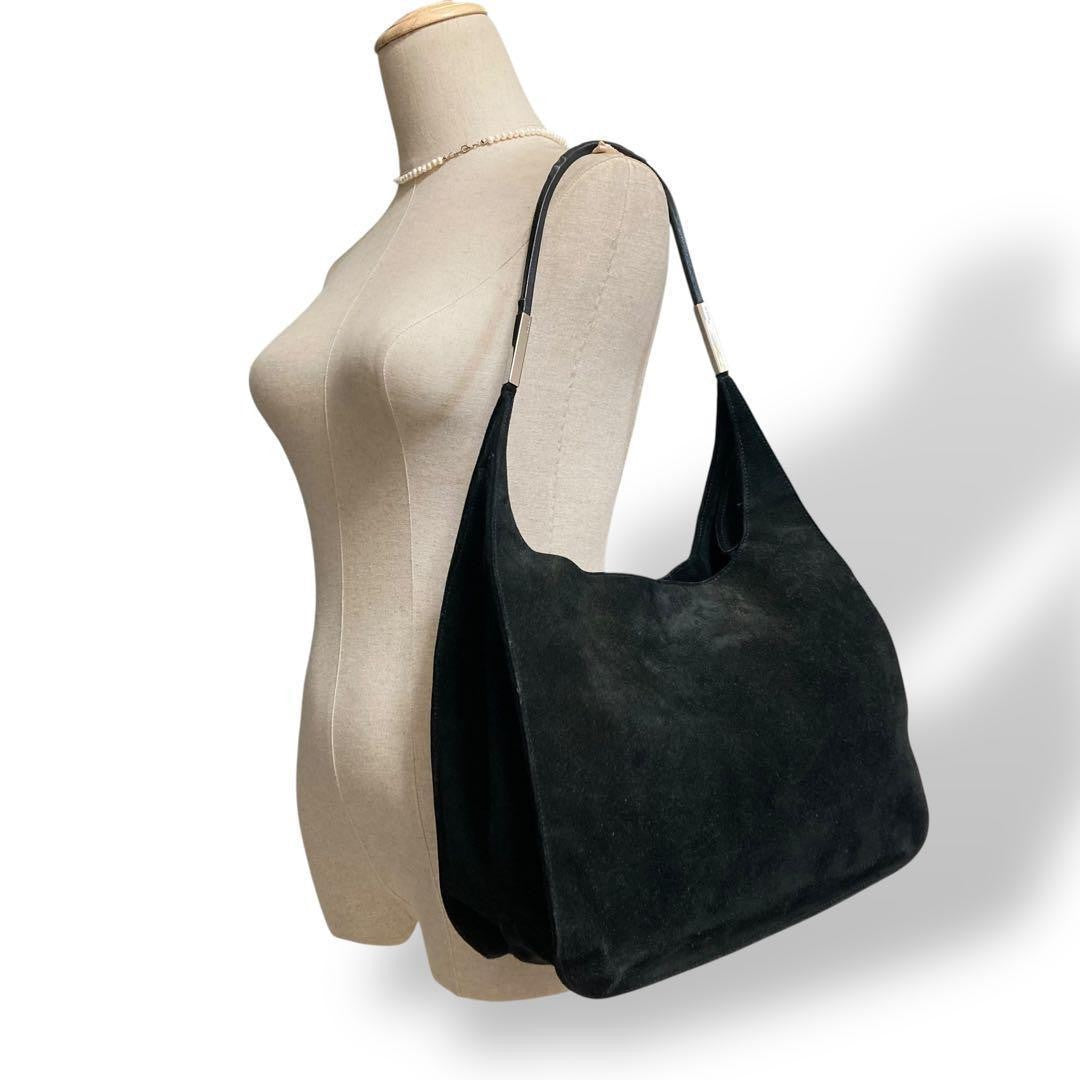 GUCCI Shoulder Bag Purse Leather Suede Black Authentic