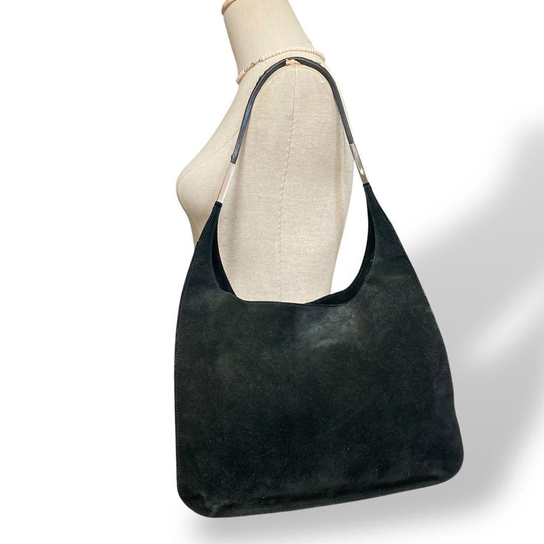 GUCCI Shoulder Bag Purse Leather Suede Black Authentic