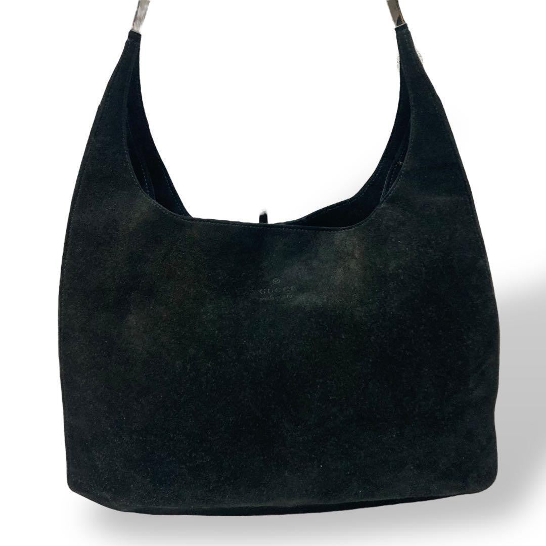 GUCCI Shoulder Bag Purse Leather Suede Black Authentic
