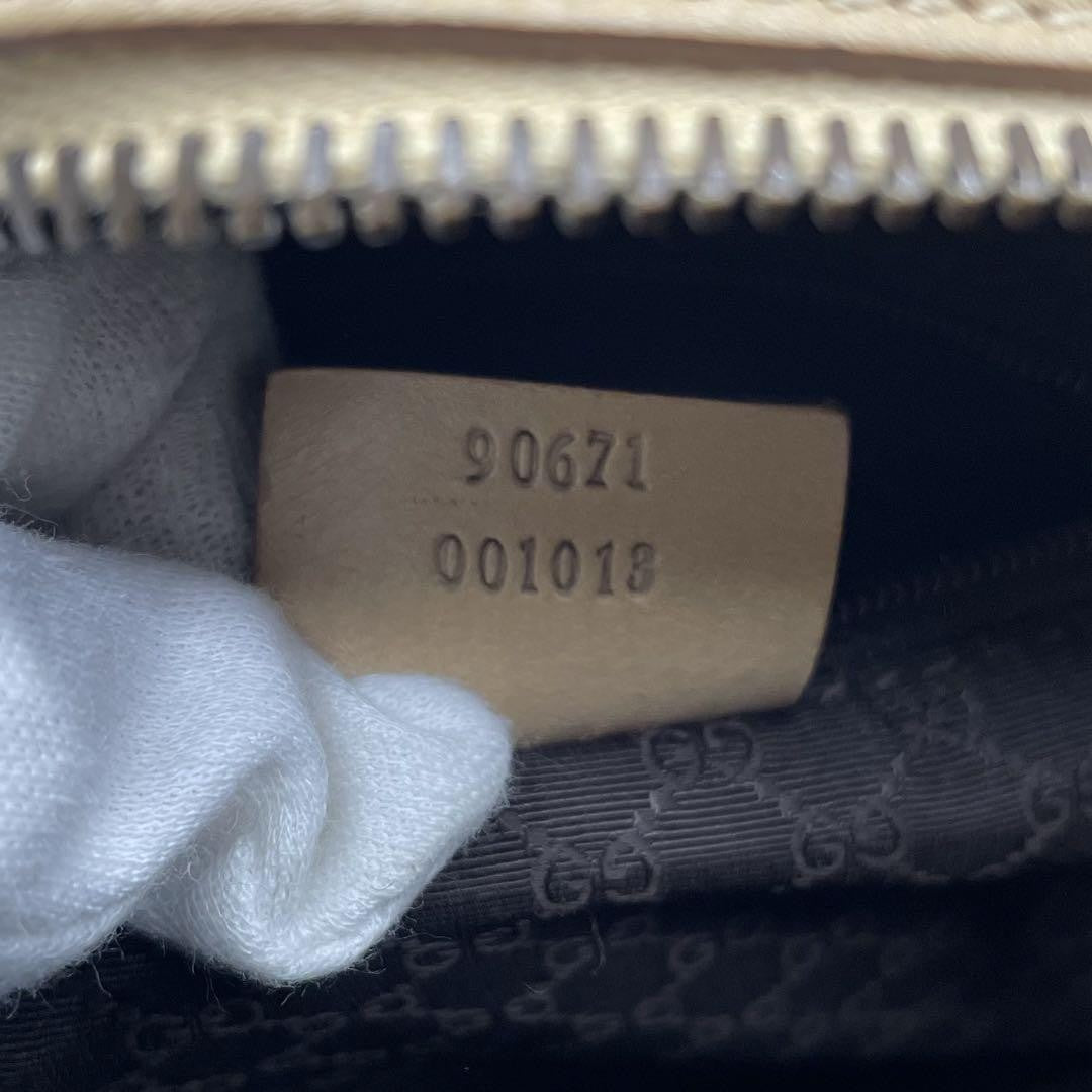 GUCCI Hand Shoulder Bag Tote Purse 2way Leather Beige Authentic