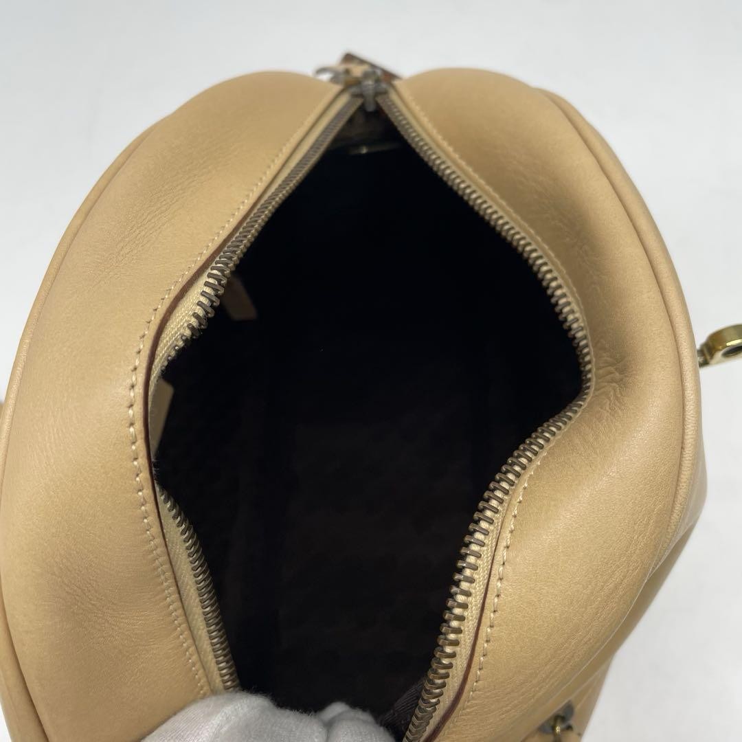 GUCCI Hand Shoulder Bag Tote Purse 2way Leather Beige Authentic