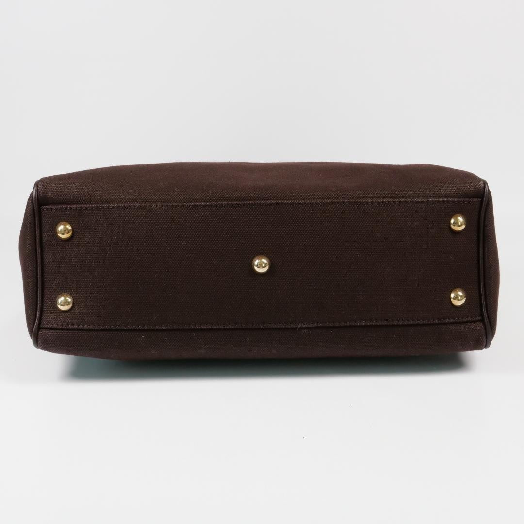 GUCCI Hand Bag Tote Purse Canvas Leather Brown Authentic