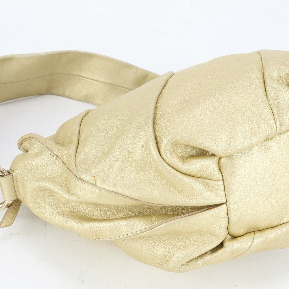 CELINE Hand Shoulder Bag Tote Purse Leather Gold Authentic