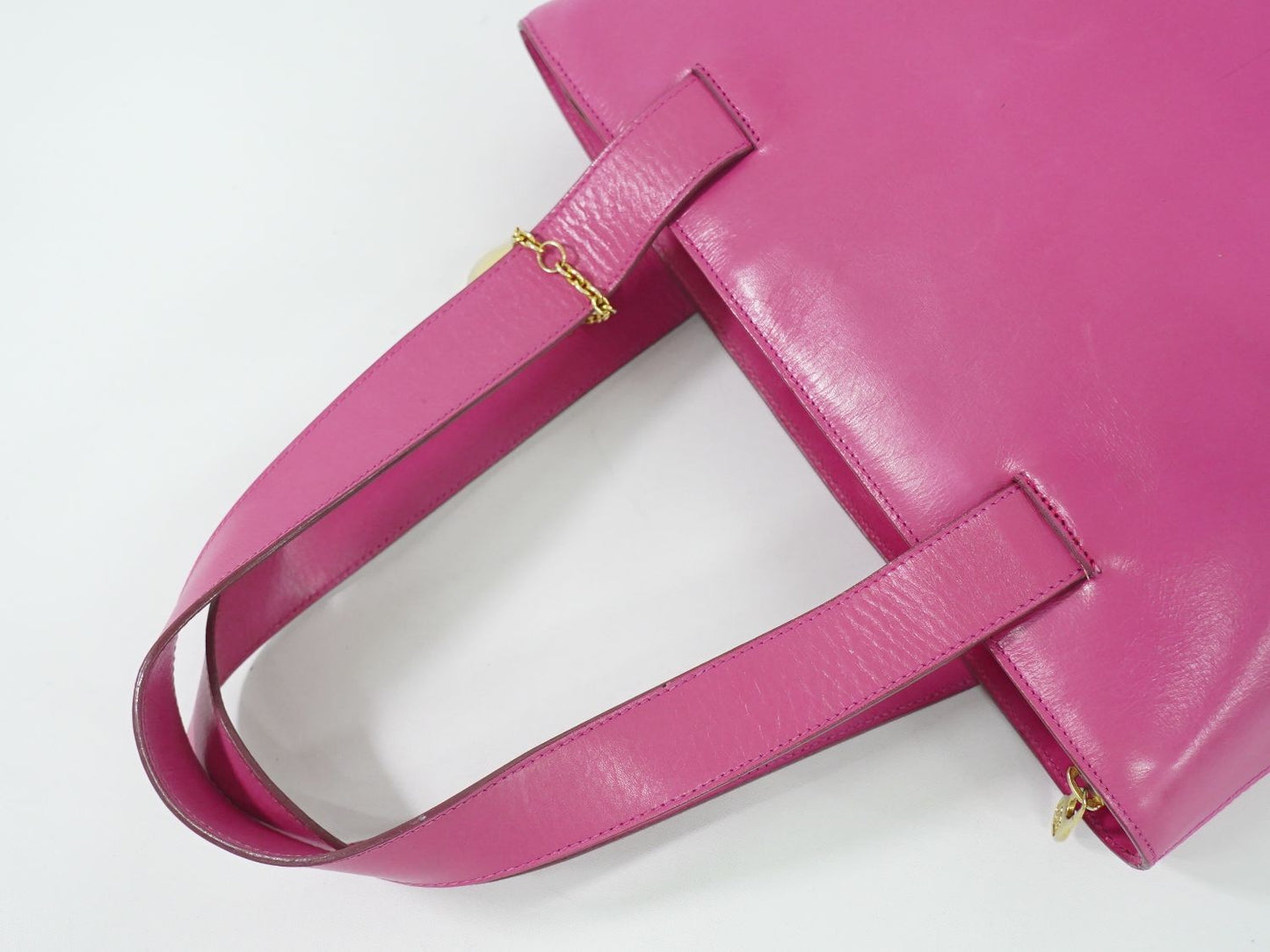 CELINE Hand Bag Tote Purse Leather Pink Authentic