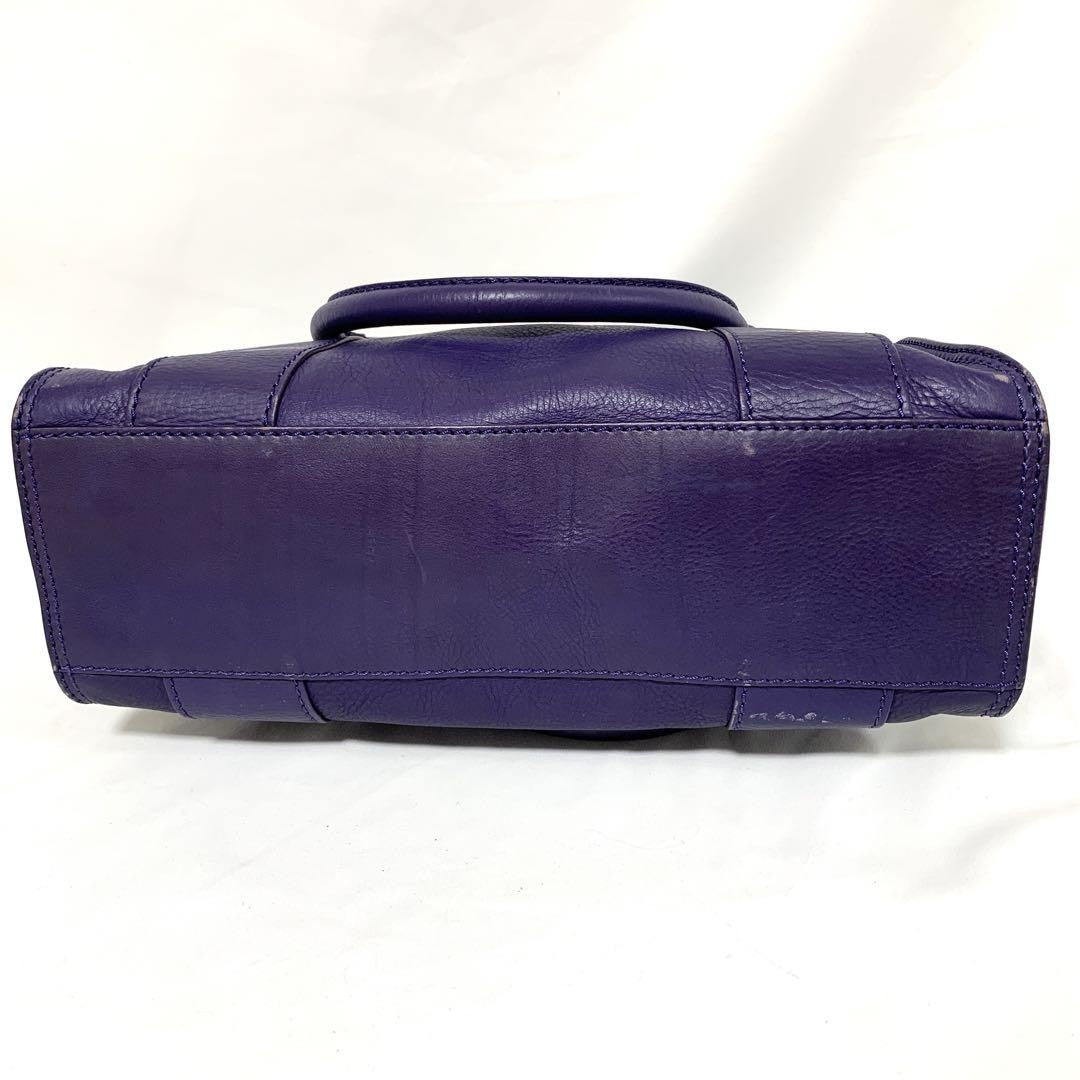 CELINE Hand Bag Tote Purse Leather Purple Authentic