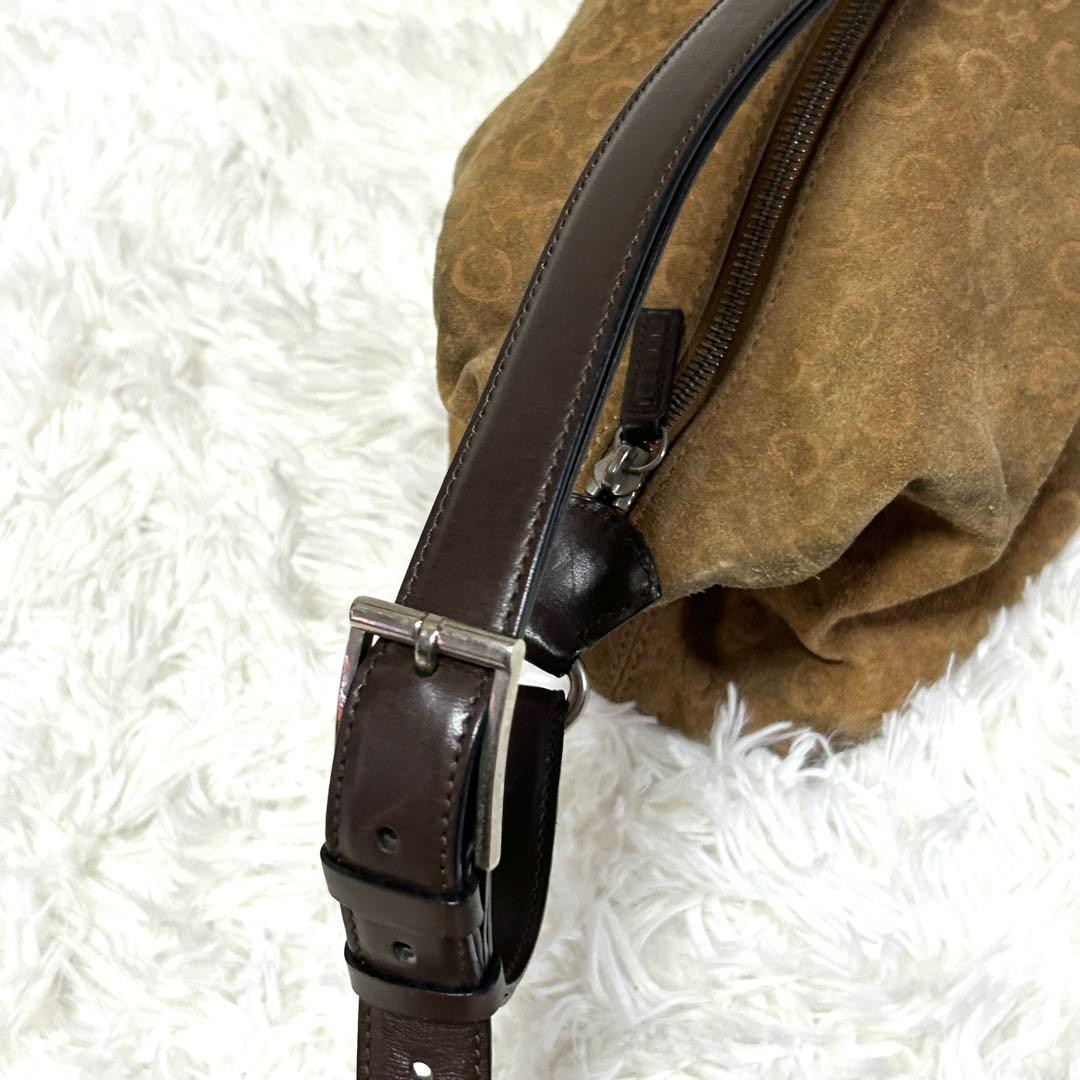 CELINE Shoulder Bag Purse C Macadam Suede Brown Authentic