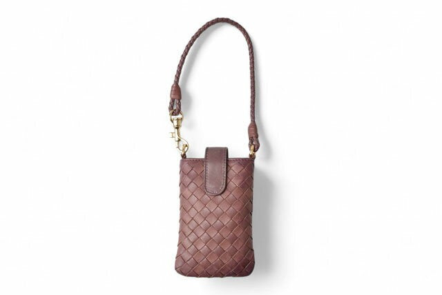 BOTTEGA VENETA Smartphone Shoulder Mini Pouch Intrecciato Purple Authentic