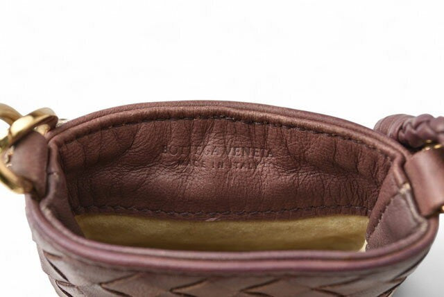 BOTTEGA VENETA Smartphone Shoulder Mini Pouch Intrecciato Purple Authentic