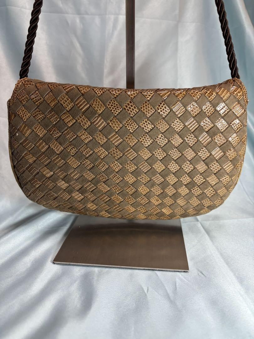 BOTTEGA VENETA Shoulder Bag Purse Intrecciato Brown Authentic