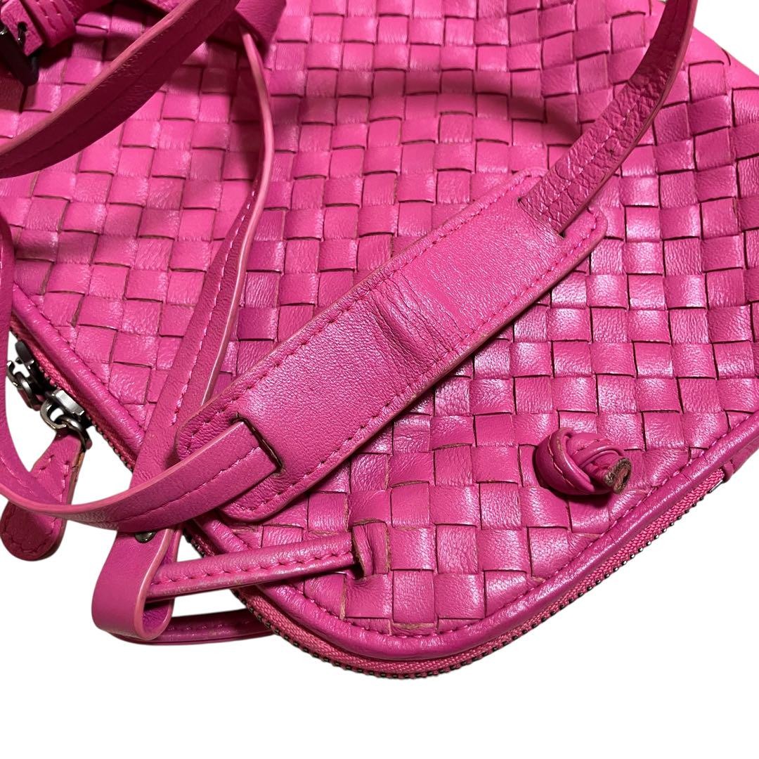 BOTTEGA VENETA Shoulder Bag Purse Intrecciato Leather Pink Authentic