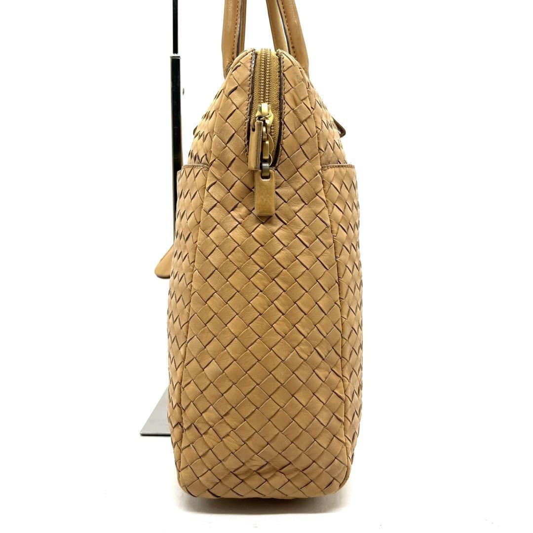 BOTTEGA VENETA Hand Bag Tote Purse Intrecciato Leather Yellow Beige Authentic