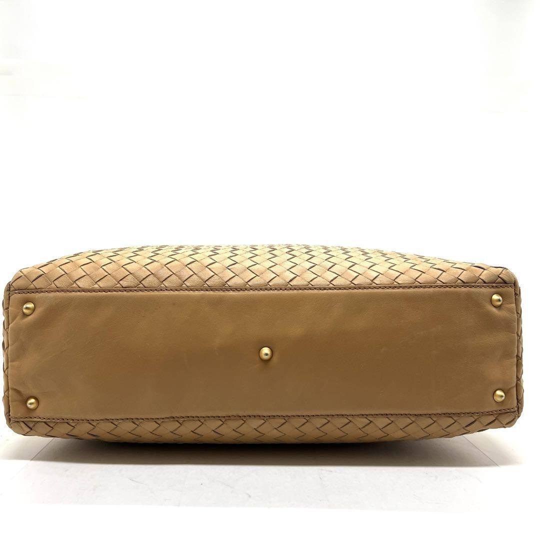 BOTTEGA VENETA Hand Bag Tote Purse Intrecciato Leather Yellow Beige Authentic