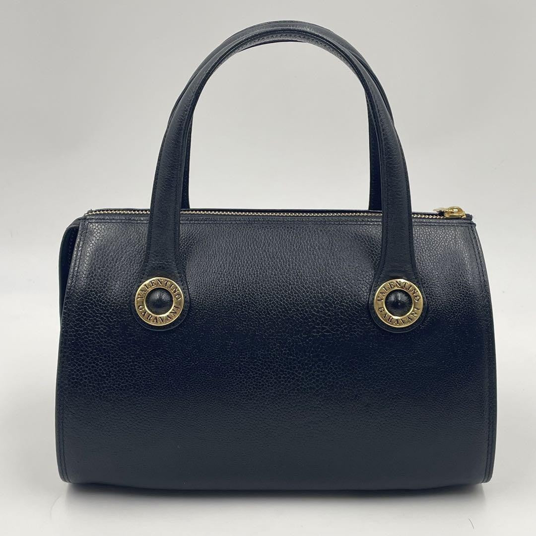 Valentino Garavani Mini Boston Hand Bag Tote Purse 2way Leather Black Authentic