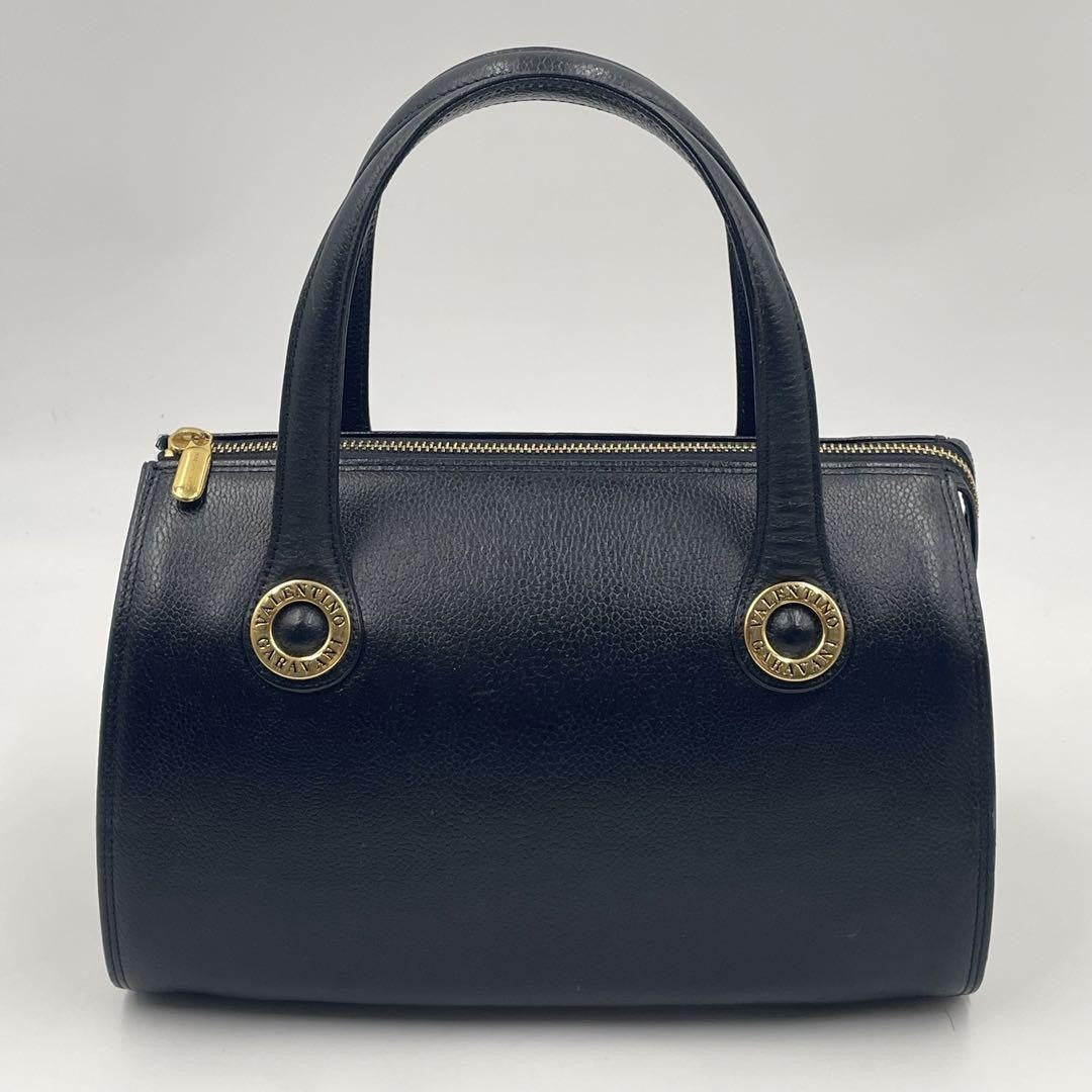 Valentino Garavani Mini Boston Hand Bag Tote Purse 2way Leather Black Authentic