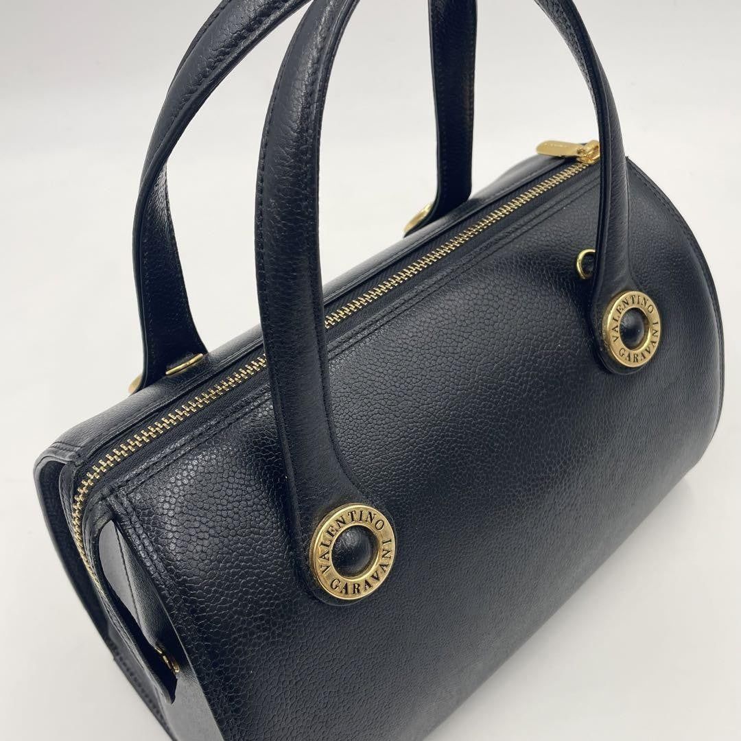 Valentino Garavani Mini Boston Hand Bag Tote Purse 2way Leather Black Authentic